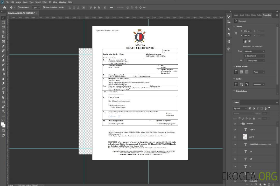 Modèle Word et PDF de certificat de décès de Malte template Modèle Word et PDF de certificat de décès de Malte template
